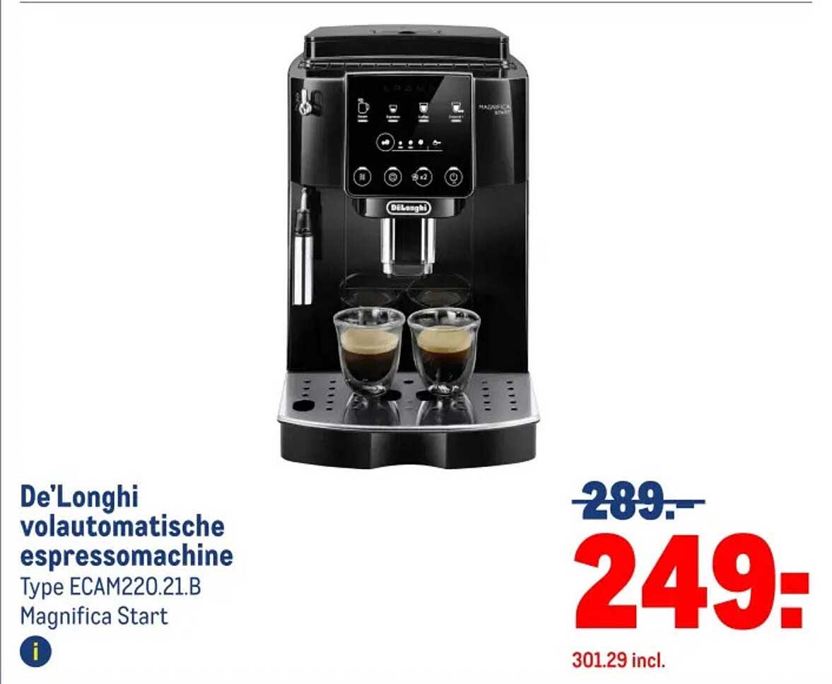 De'Longhi volautomatische espressomachine Type ECAM220.21.B Magnifica Start