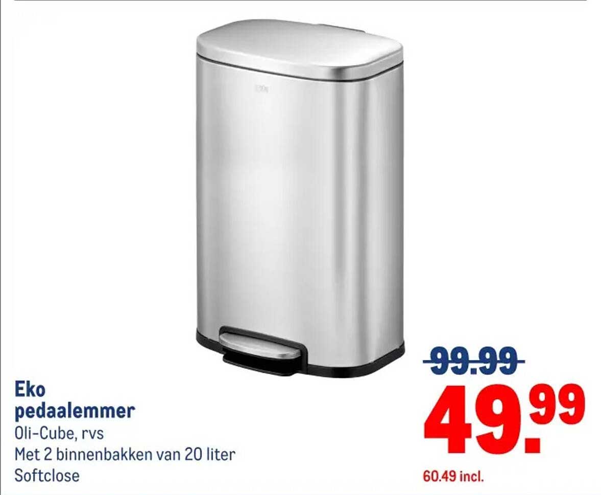 Eko pedaalemmer Oli-Cube, rvs