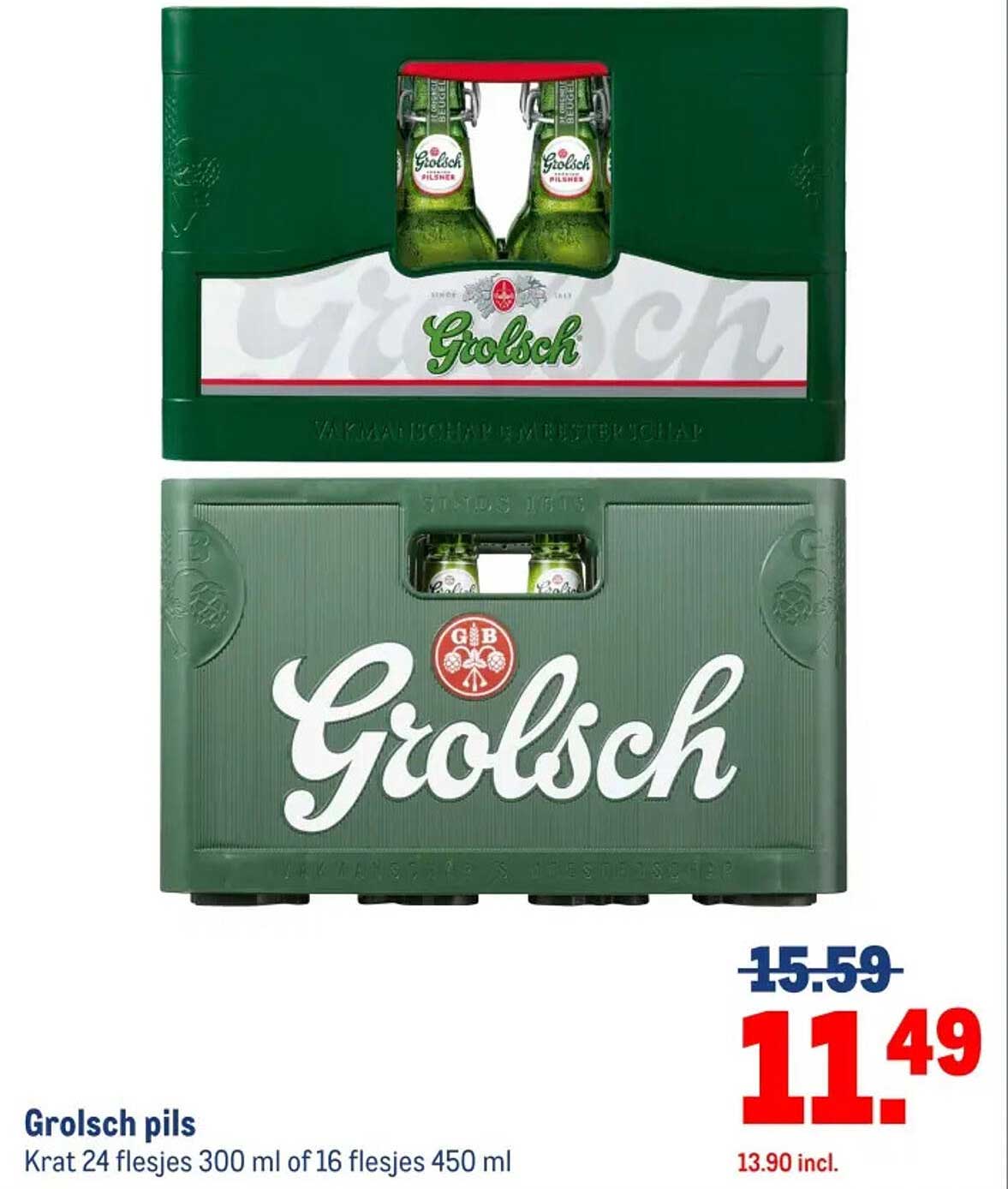 Grolsch pils Krat 24 flesjes 300 ml of 16 flesjes 450 ml