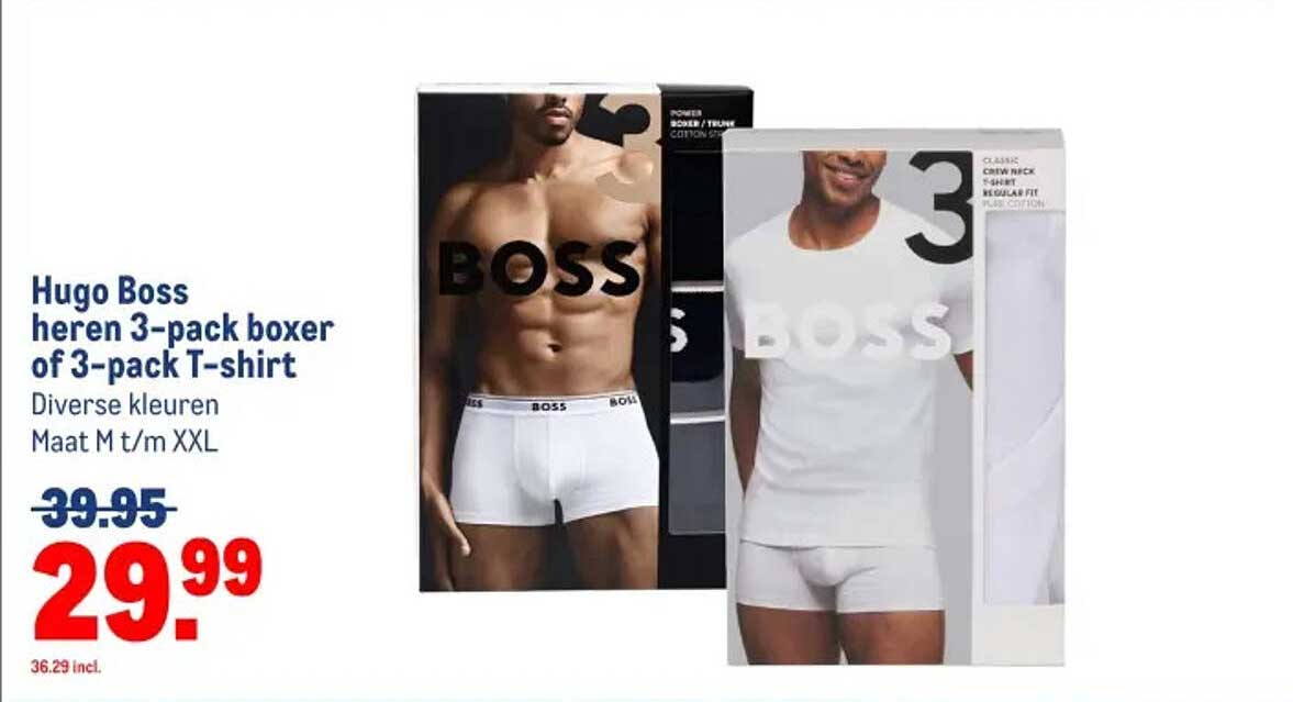 Hugo Boss heren 3-pack boxer of 3-pack T-shirt