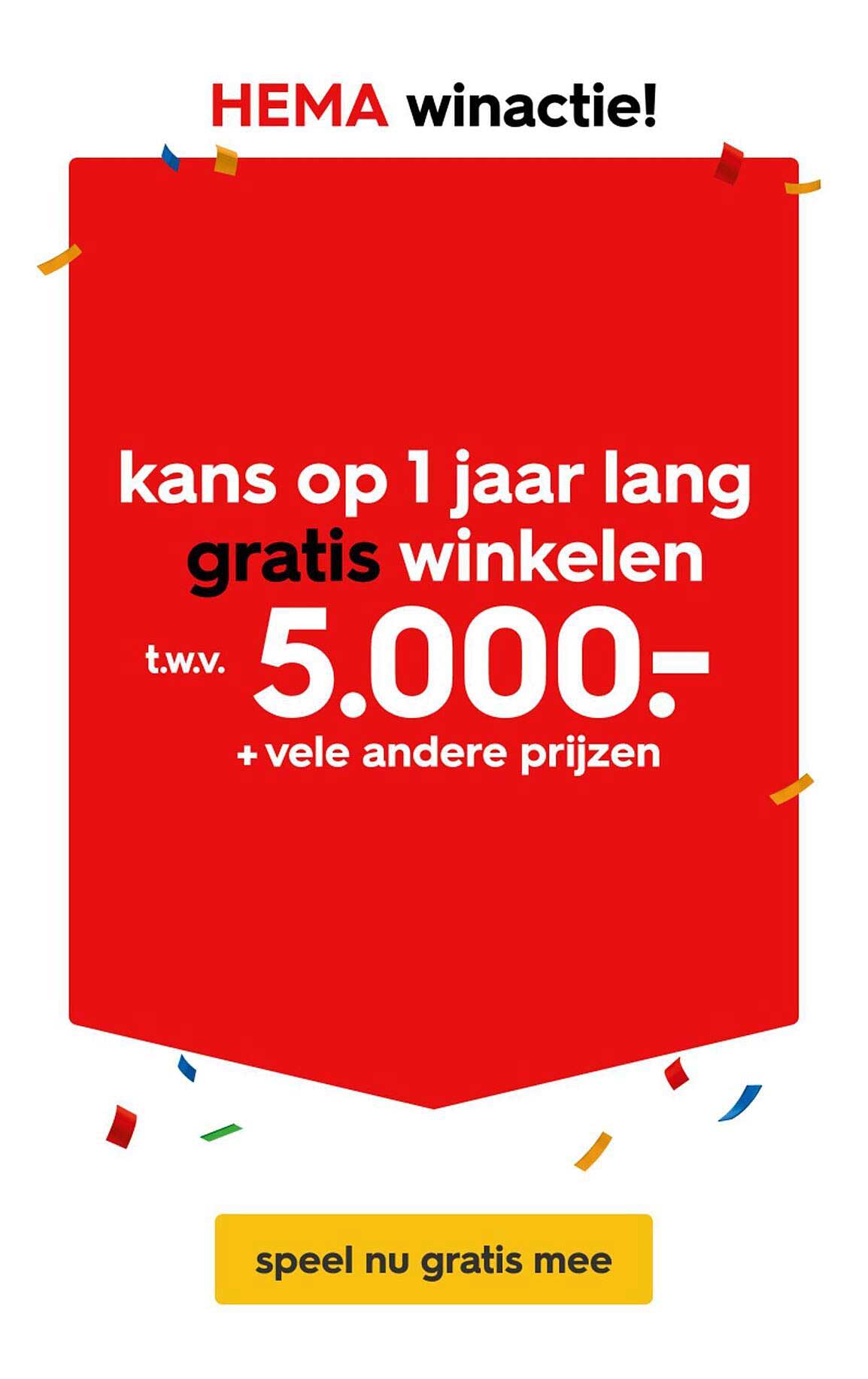 Kans op 1 jaar lang gratis winkelen t.w.v. 5.000.- + vele andere prijzen