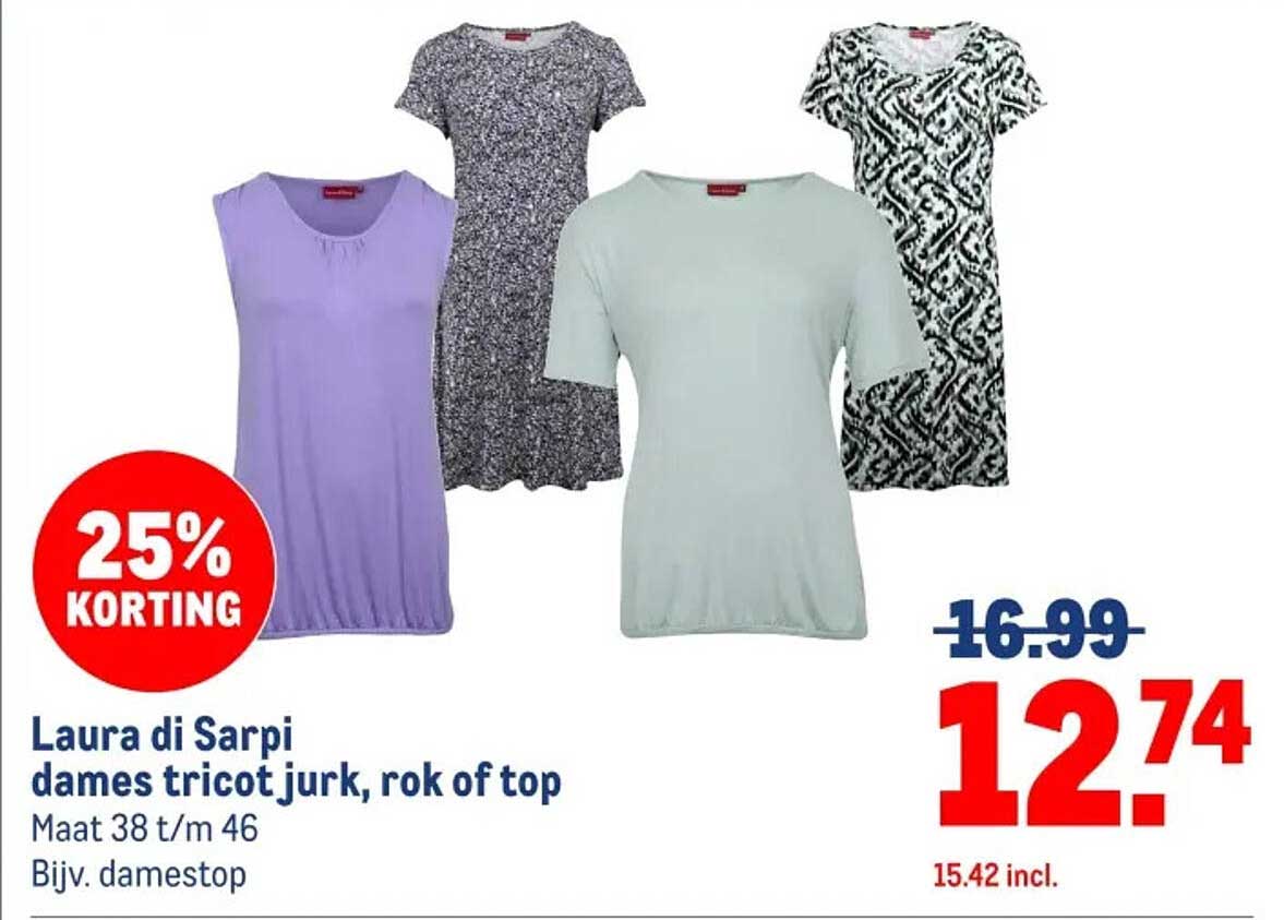 Laura di Sarpi dames tricot jurk, rok of top