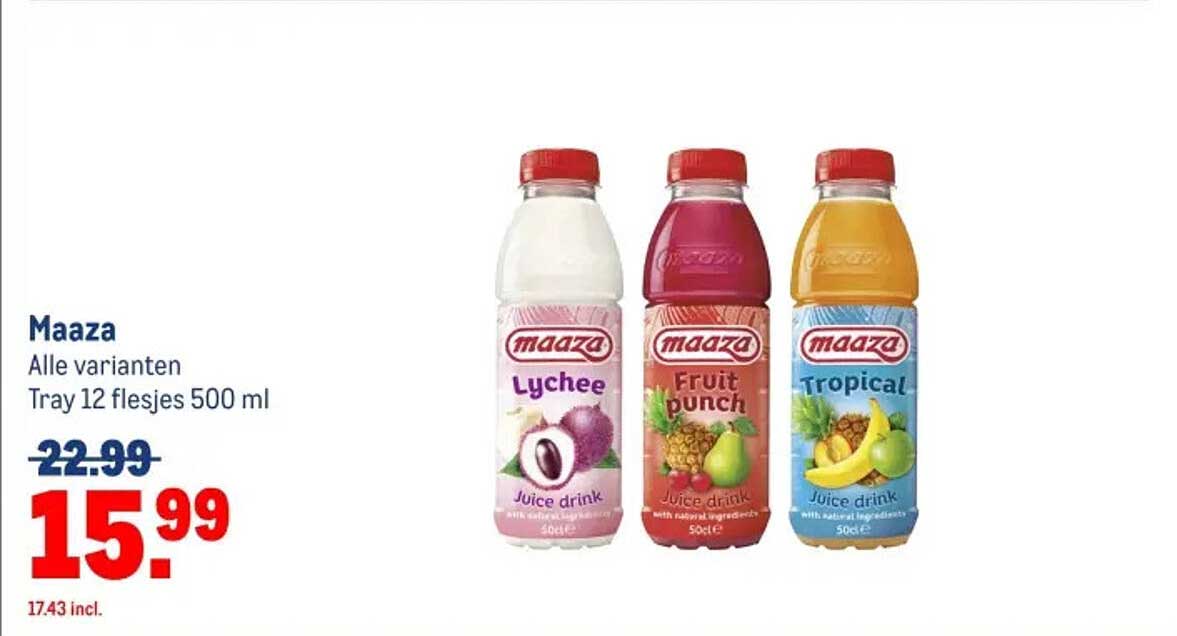 Maaza Alle varianten Tray 12 flesjes 500 ml