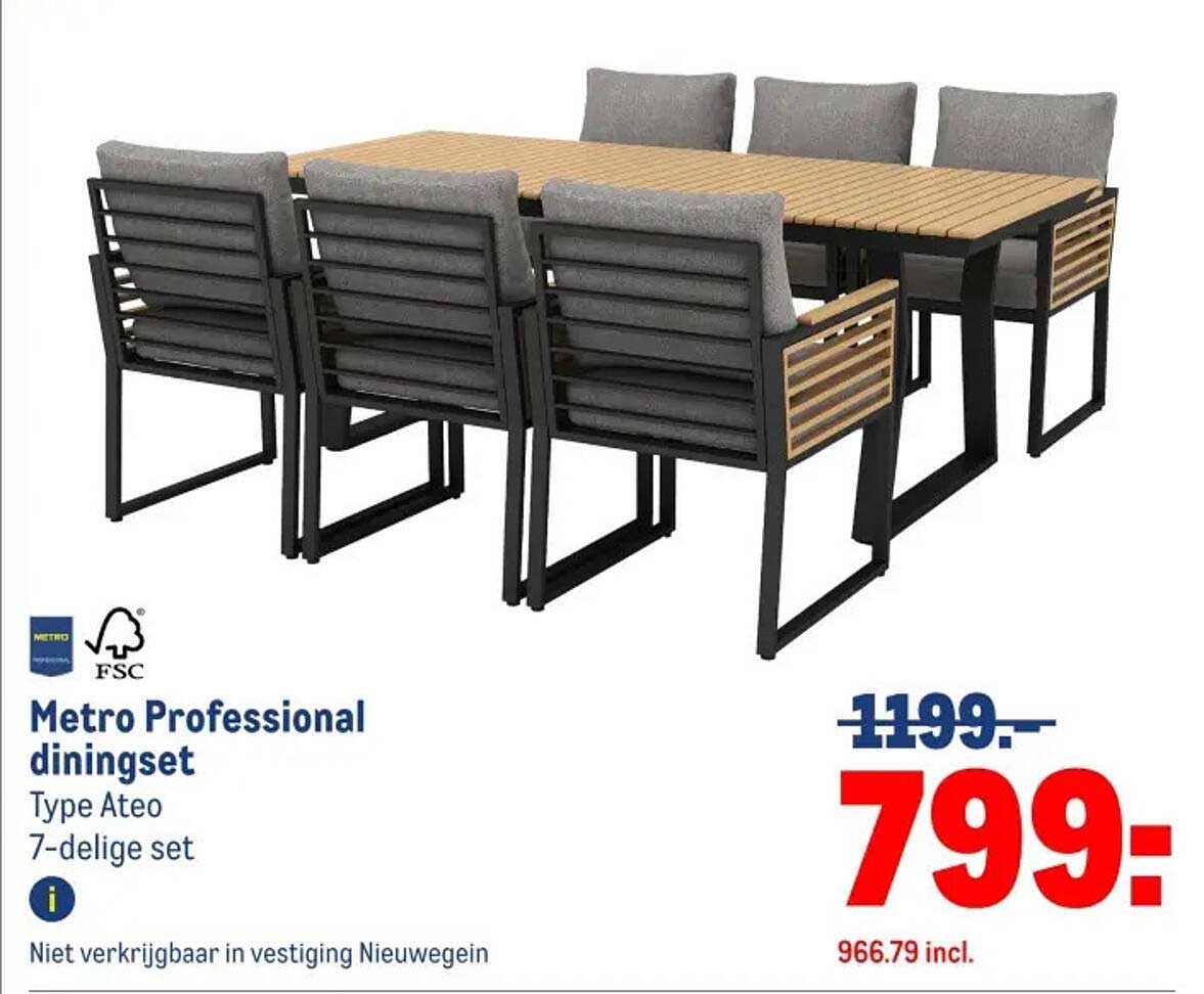 Metro Professional diningset Type Ateo 7-deilige set