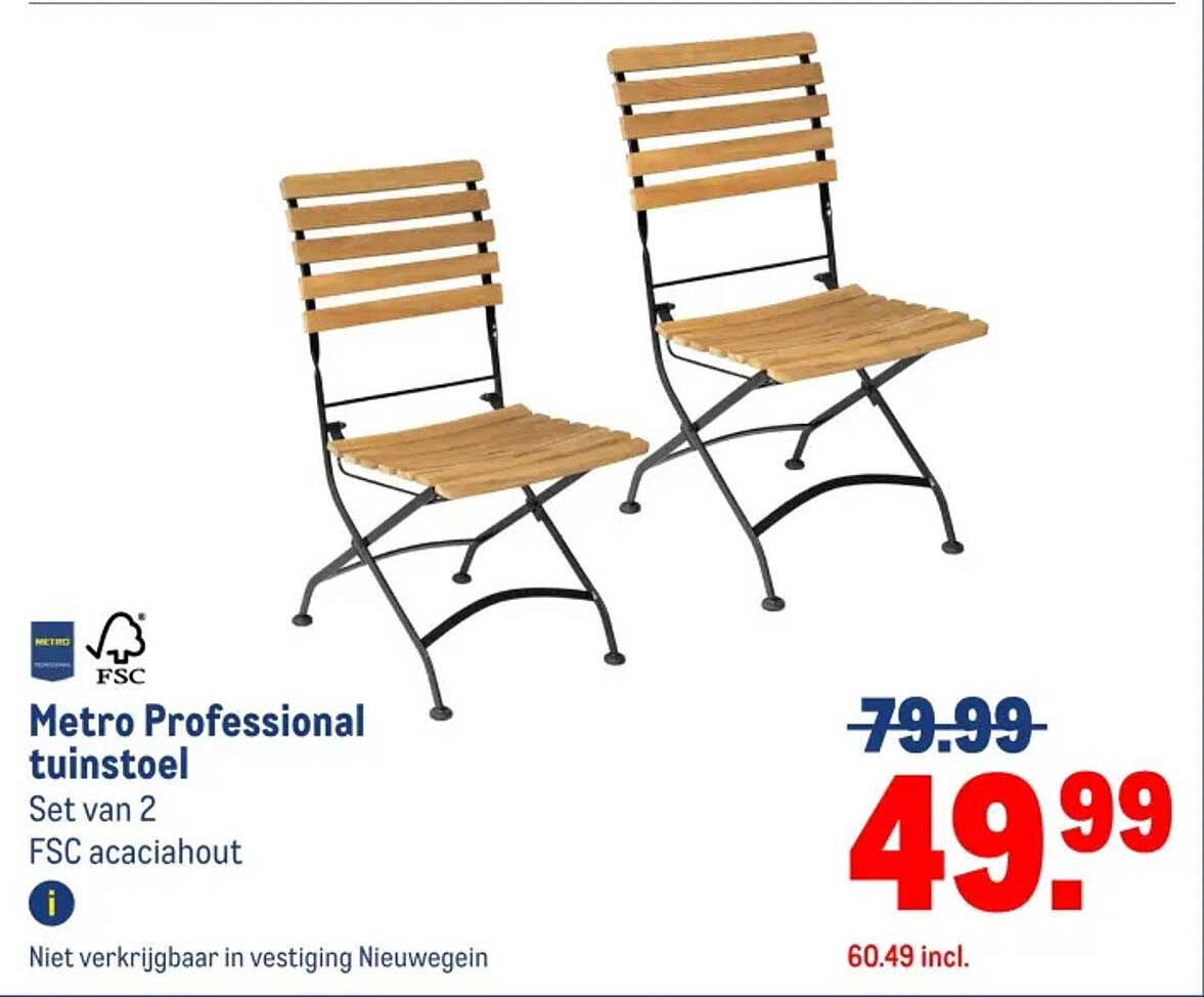 Metro Professional tuinstoel Set van 2 FSC acaciahout