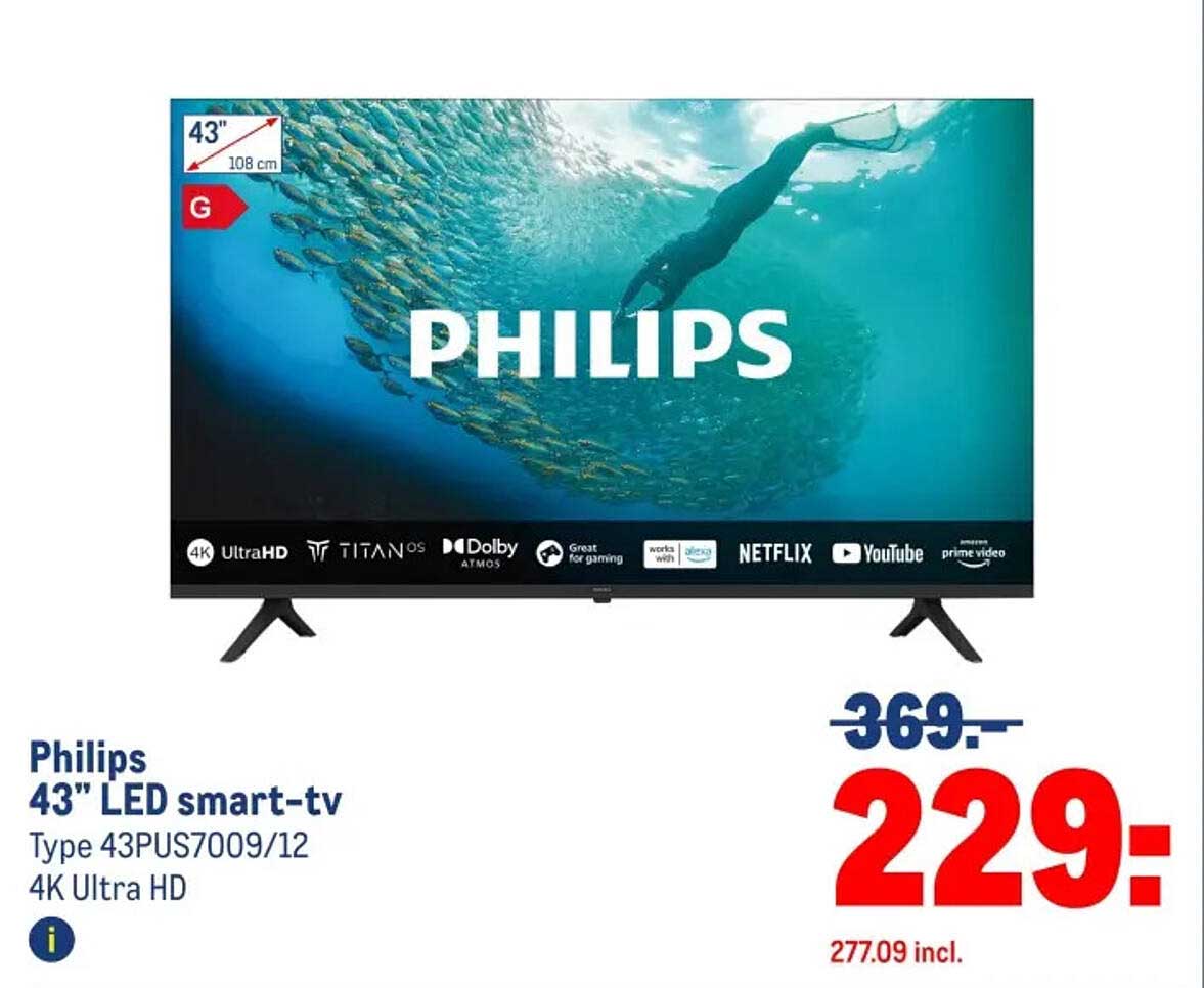 Philips 43" LED smart-tv Type 43PUS7009/12 4K Ultra HD