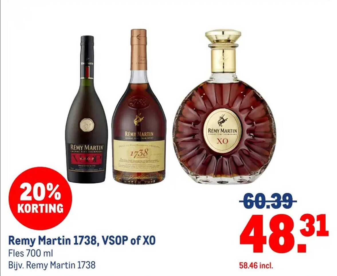 Remy Martin 1738, VSOP of XO Fles 700 ml