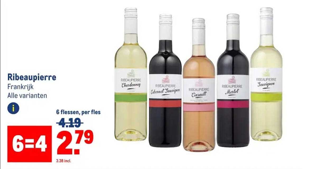 Ribeaupierrer 6 flessen, per fles 2,79