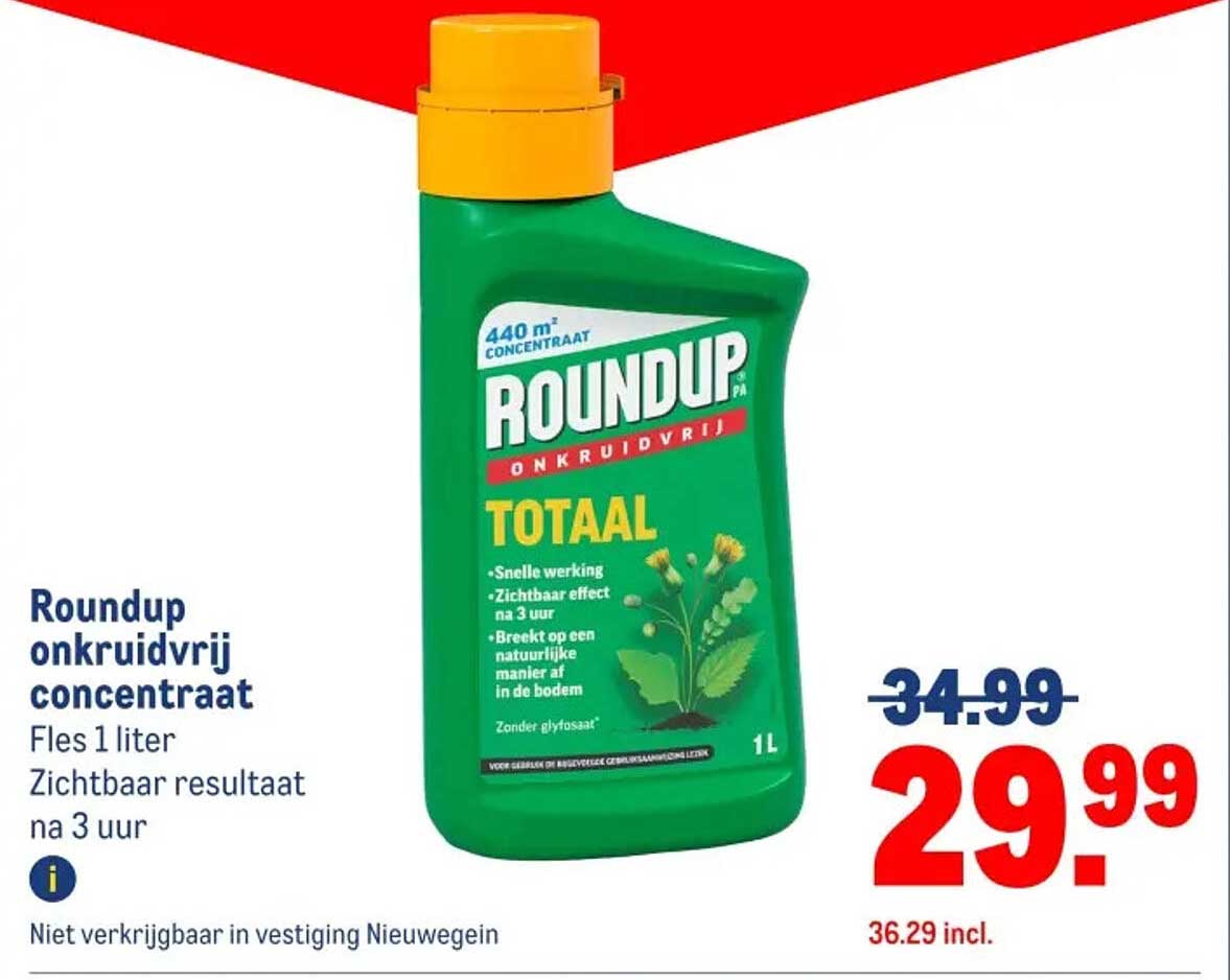 Roundup onkruidvrij concentraat Fles 1 liter