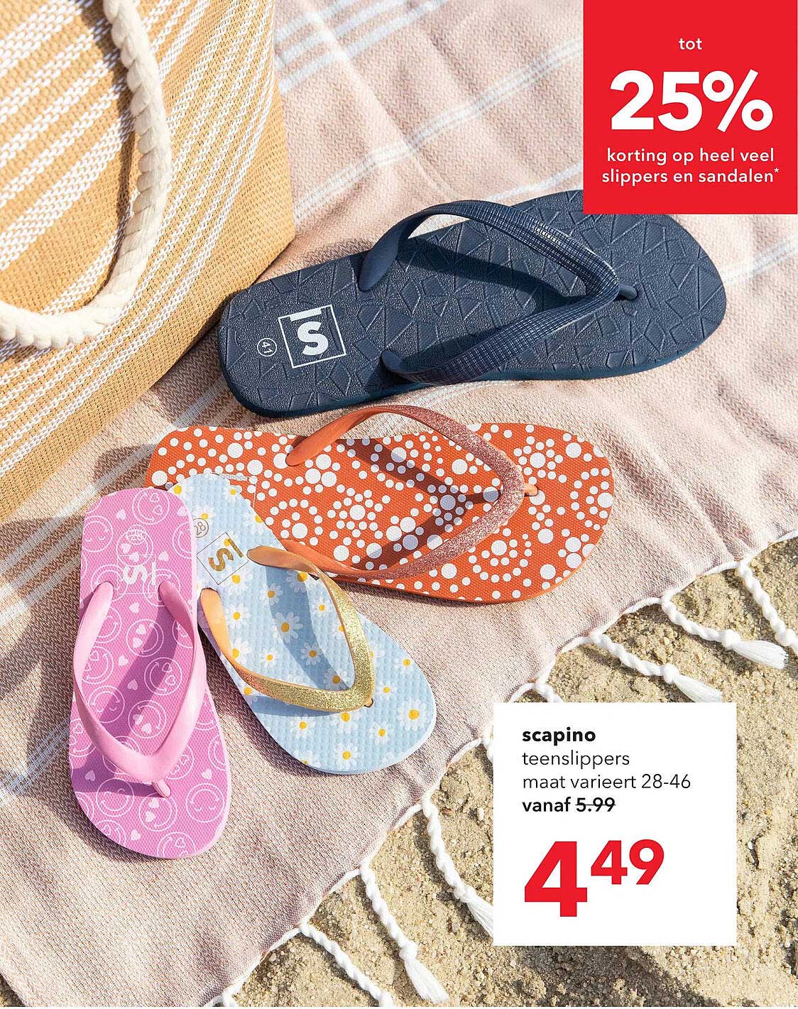 scapino teenslippers maat varieert 28-46 vanaf 5.99