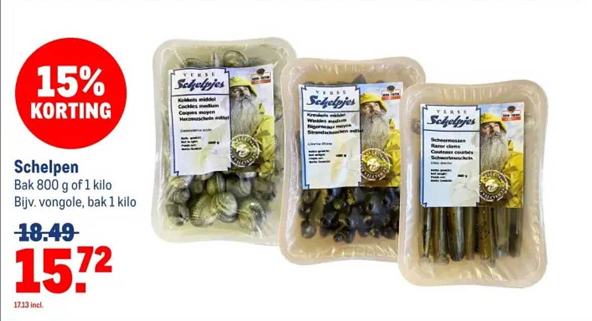 Schelpens, Bak 800 g of 1 kilo, 15% Korting