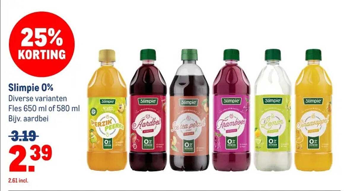 Slimpie 0% Diverse varianten Fles 650 ml