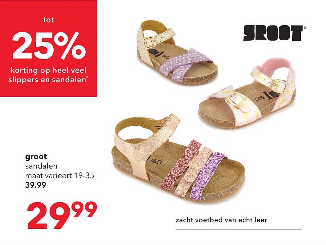 tot 25% korting op heel veel slippers en sandalen*