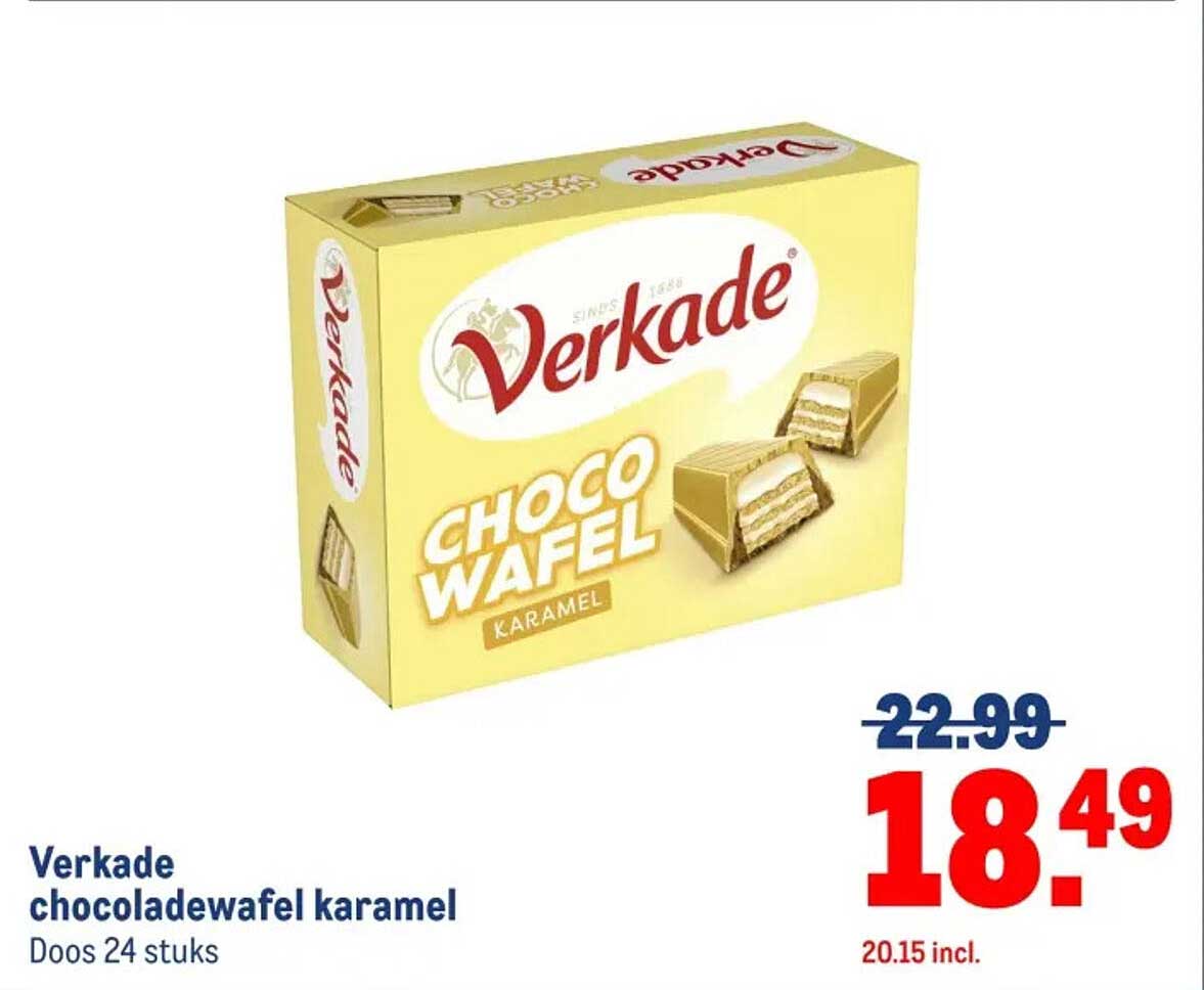 Verkade chocoladewafel karamel - Doos 24 stuks