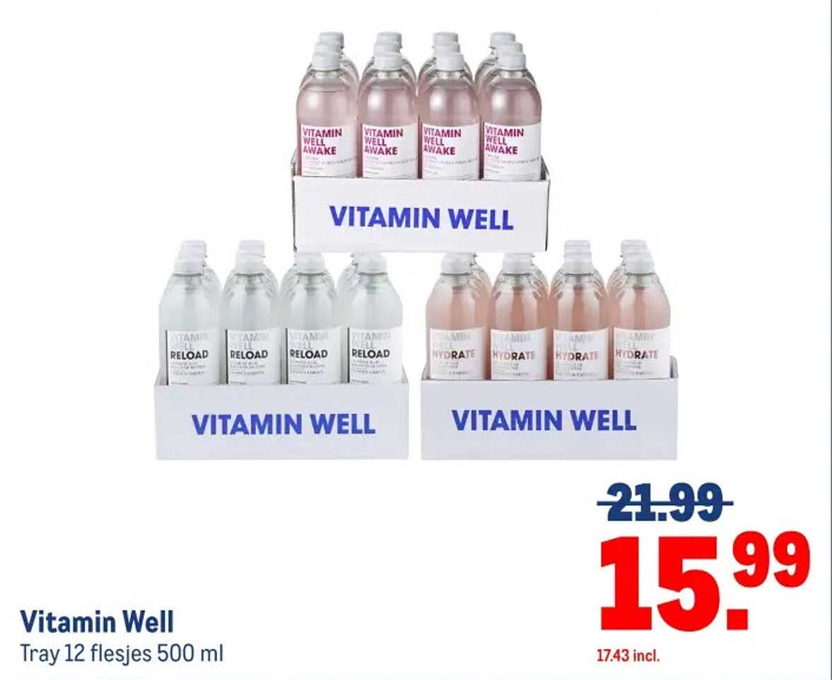 Vitamin Well Tray 12 flesjes 500 ml