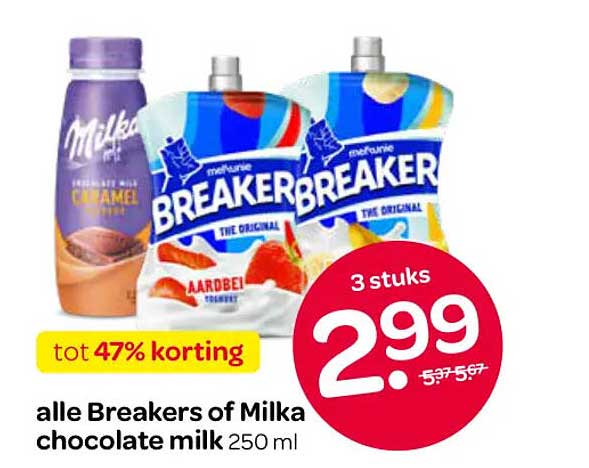 alle Breakers of Milka chocolate milk 250 ml tot 47% korting