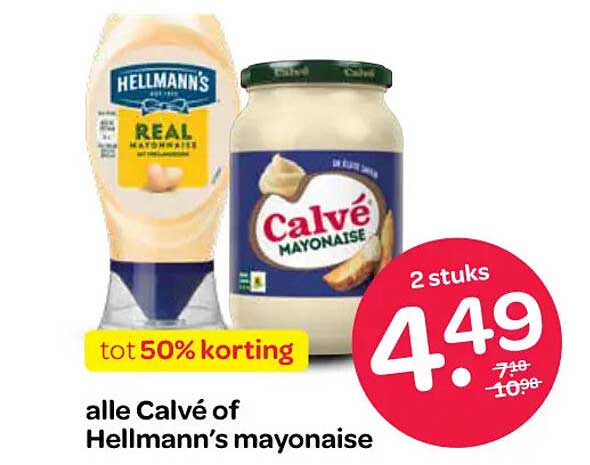 alle Calvé of Hellmann’s mayonaise tot 50% korting