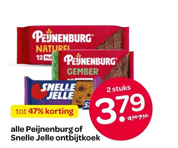 alle Peijnenburg of Snelle Jelle ontbijtkoek tot 47% korting