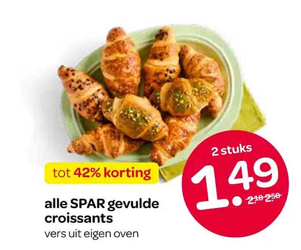 alle SPAR gevulde croissants vers uit eigen oven tot 42% korting