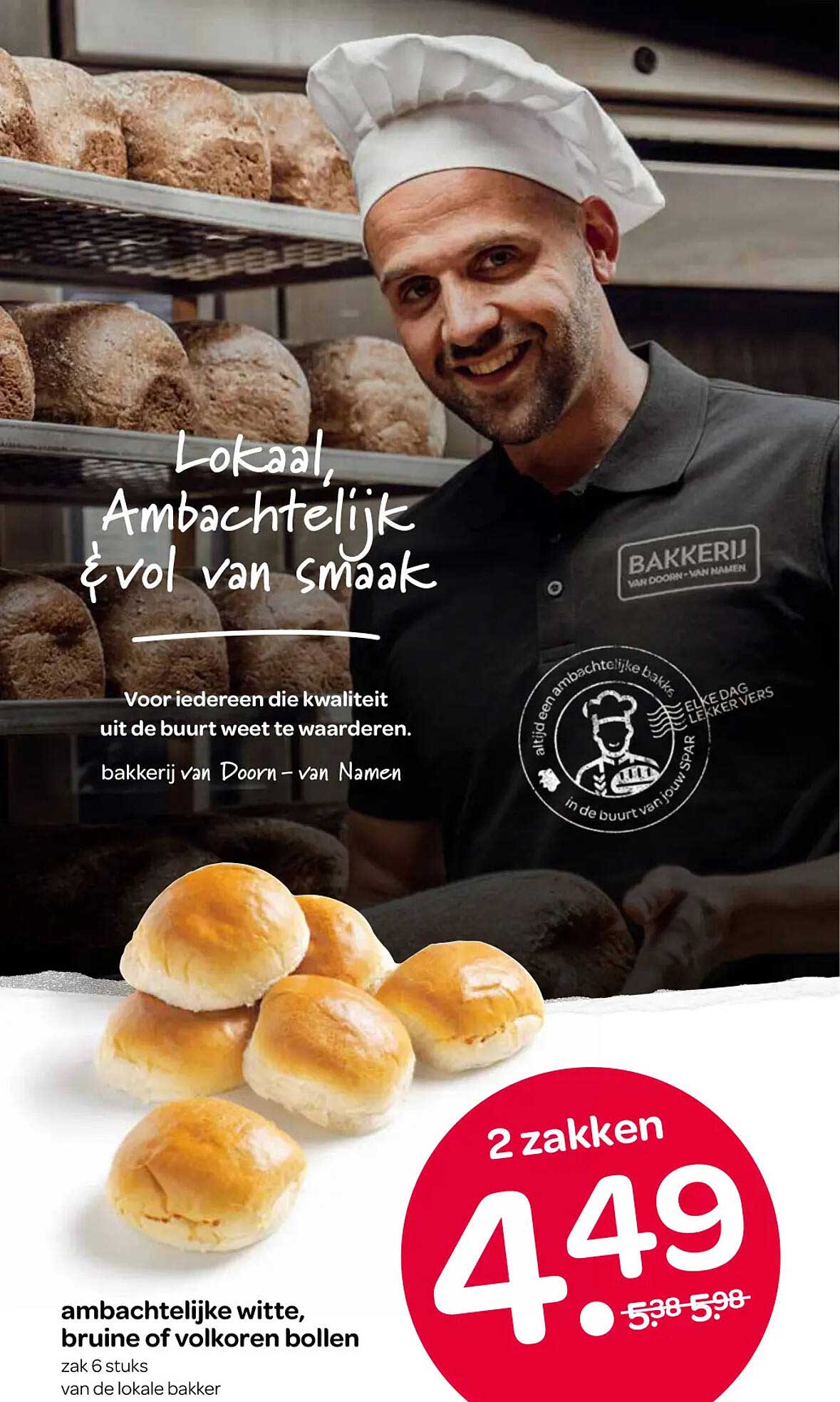 ambachtelijke witte, bruine of volkoren bollen 2 zakken