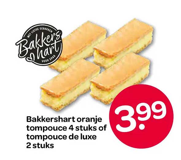Bakkershart oranje tompouce 4 stuks of tompouce de luxe 2 stuks