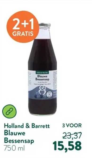 Blauwe Bessensap 750 ml 2+1 GRATIS
