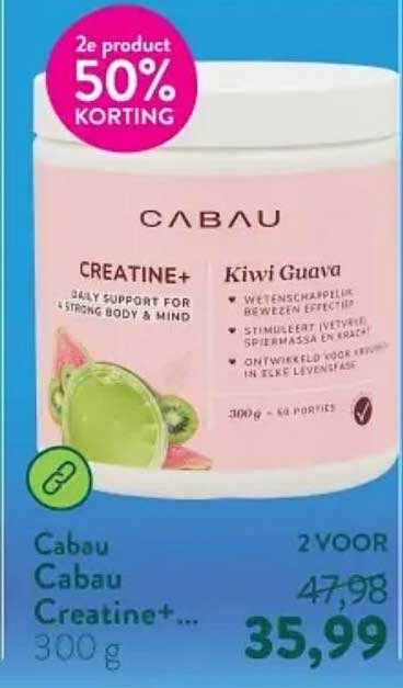 Cabau Creatine+ Kiwi Guava 300 g 2e product 50% KORTING