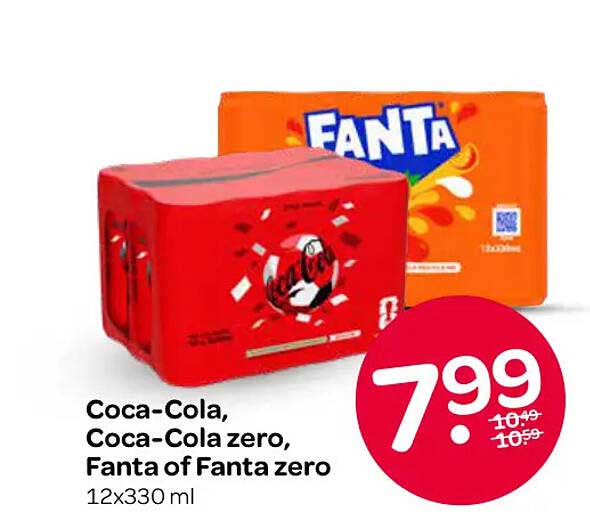 Coca-Cola, Coca-Cola zero, Fanta of Fanta zero 12x330 ml