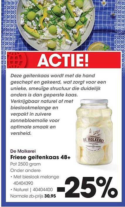 De Molkerei Friese geitenkaas 48+ -25%