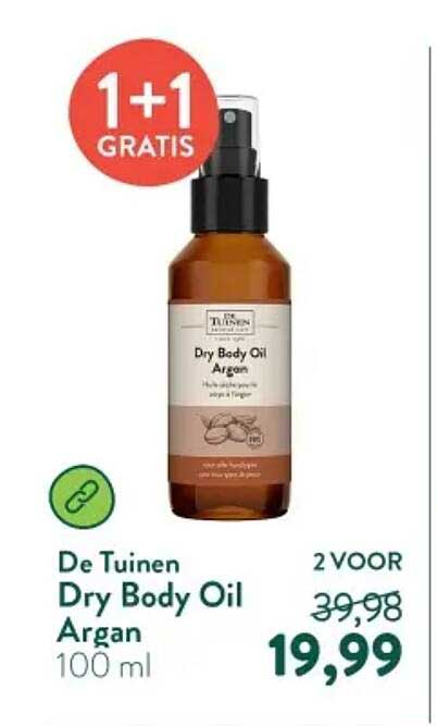 De Tuinen Dry Body Oil Argan 100 ml 1+1 GRATIS