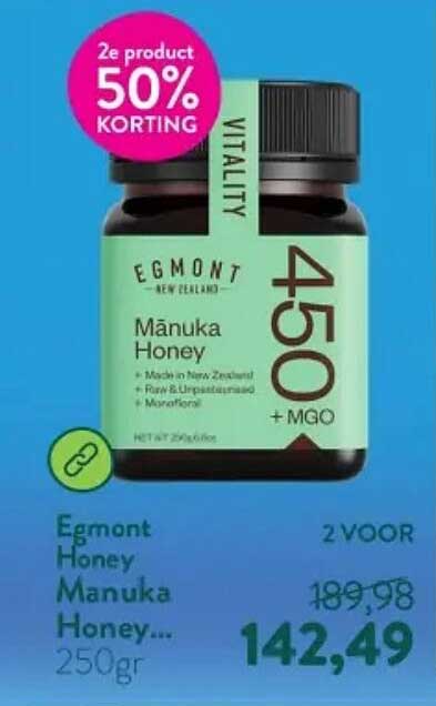 Egmont Honey Manuka Honey 250gr 2e product 50% korting