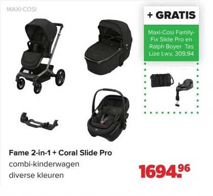Fame 2-in-1 + Coral Slide Pro combi-kinderwagen diverse kleuren