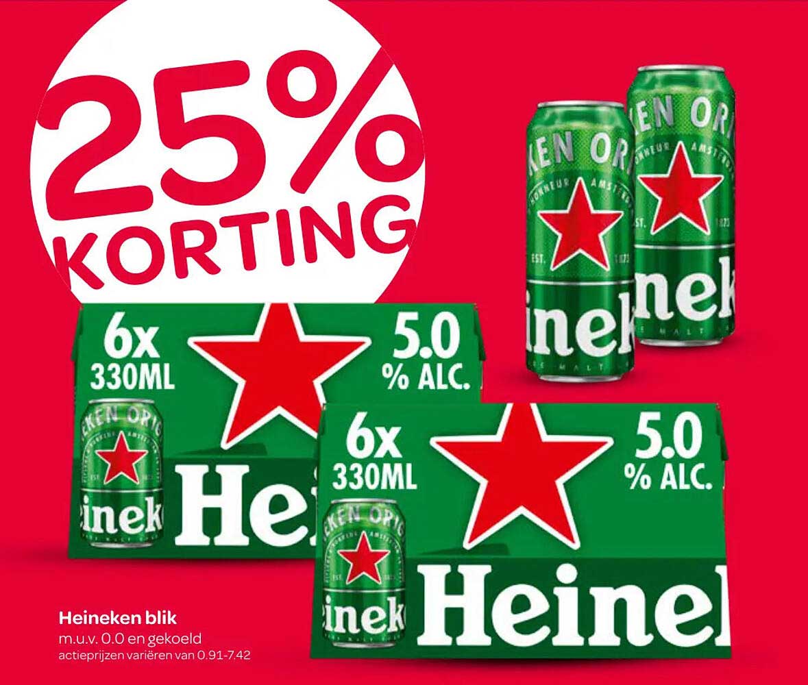 Heineken blik 6x 330ML 5.0% ALC. 25% KORTING