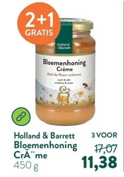 Holland & Barrett Bloemenhoning Crème 2+1 GRATIS