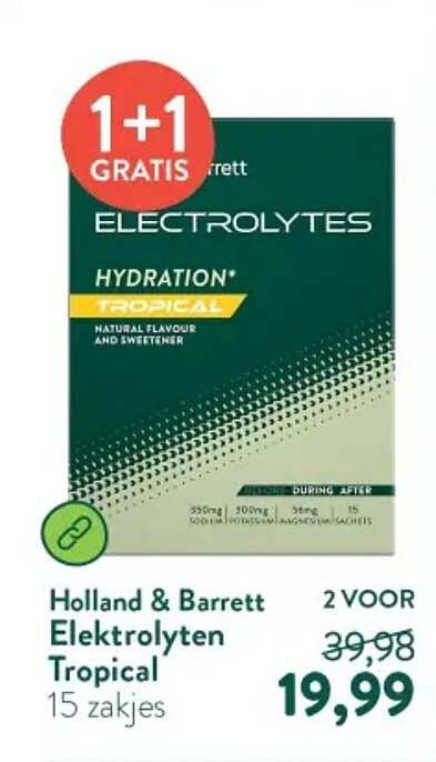 Holland & Barrett Elektrolyten Tropical 15 zakjes 1+1 gratis