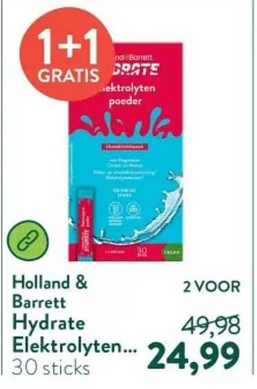 Holland & Barrett Hydrate Elektrolyten... 30 sticks 1+1 GRATIS