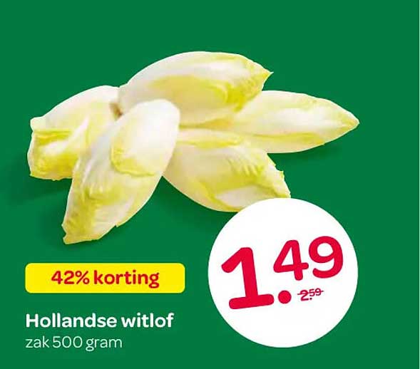 Hollandse witlof zak 500 gram 42% korting
