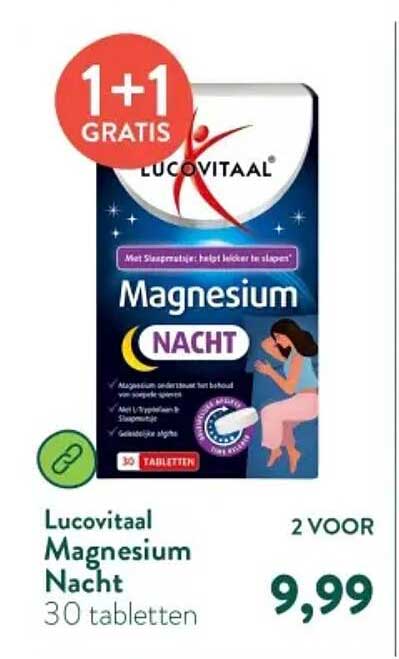 Lucovitaal Magnesium Nacht 30 tabletten 1+1 GRATIS