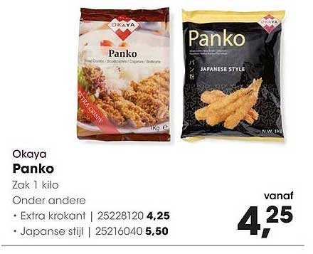 Okaya Panko Zak 1 kilo Onder andere • Extra krokant | 25228120 4,25 • Japanese stijl | 25216040 5,50