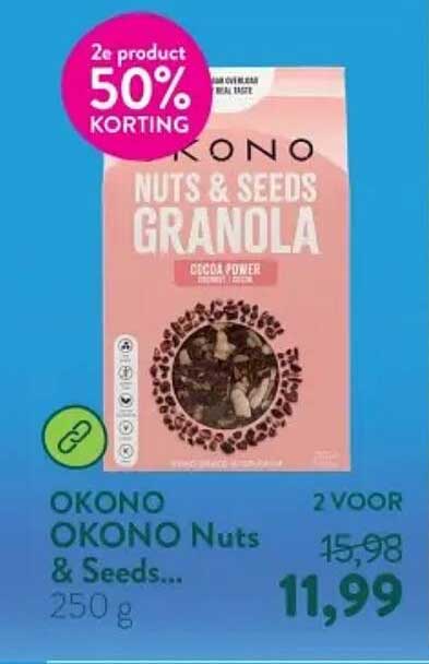 OKONO Nuts & Seeds Granola 250 g 2e product 50% korting