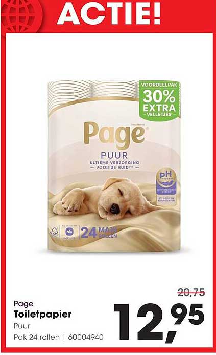 Page Toiletpapier Puur Pak 24 rollen 30% EXTRA VEEL TISSUES