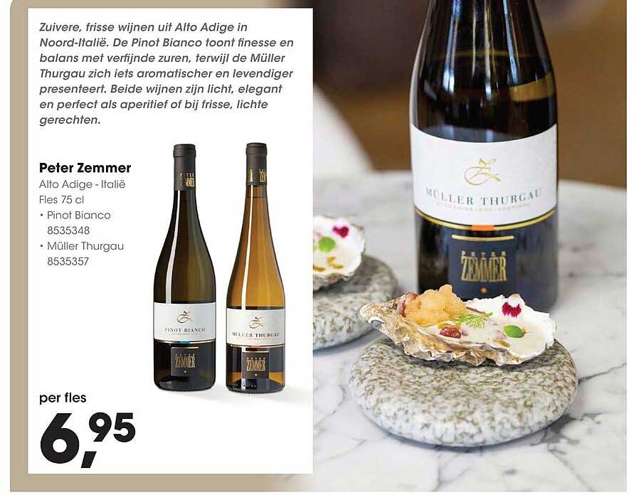 Peter Zemmer Alto Adige - Italië Fles 75 cl Pinot Bianco 8535348 Müller Thurgau 8535357 per fles