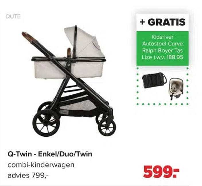 Q-Twin - Enkel/Duo/Twin combi-kinderwagen + GRATIS