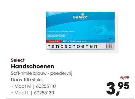 Select Handschoenen Soft-nitrile blauw - poedervrij