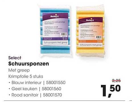 Select Schuursponzen Met greep Krimpfolie 5 stuks