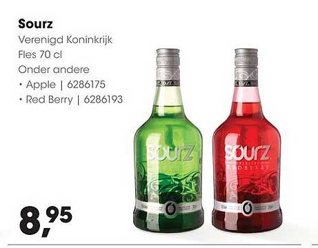 Sourz Verenigd Koninkrijk Fles 70 cl Onder andere • Apple | 6286175 • Red Berry | 6286193