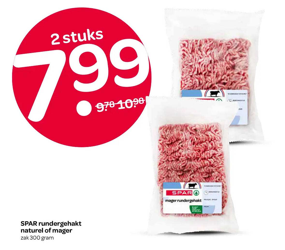 SPAR rundergehakt naturel of mager 2 stuks