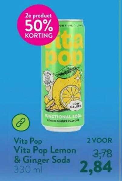 Vita Pop Vita Pop Lemon & Ginger Soda 330 ml 2e product 50% KORTING