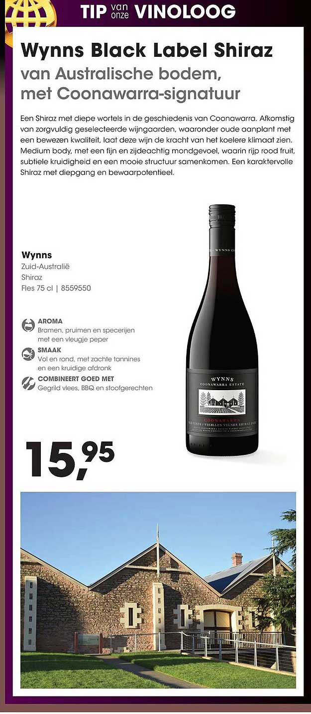 Wynns Black Label Shiraz van Australische bodem, met Coonawarra-signatuur