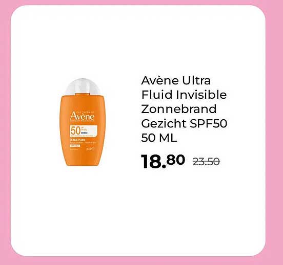 Avène Ultra Fluid Invisible Zonnebrand Gezicht SPF50 50 ML